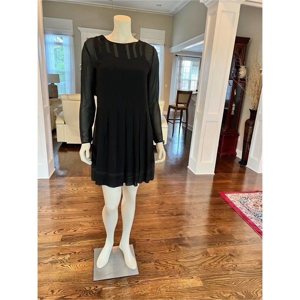 Laura Ashley black pleated silk dress size 4